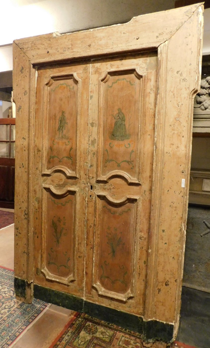 ptl473, porte laquée époque XVIIIe siècle, dim. avec cadre cm 165 x h 235 max